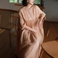 Handmade Embroidered Ramie Loose Dress, 2025 Summer