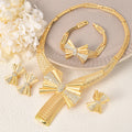 Overseas Dubai 18K Gold Bride Knot Wedding Necklace Earrings Set Ring Bracelet Set India Women Banquet Jewelry Set
