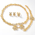 Overseas 18k Gold Plated Bear Rhinestone Middle East Dubai Accessory Necklace Earrings Set Bracelet Ring Jewelry Set Wholesale