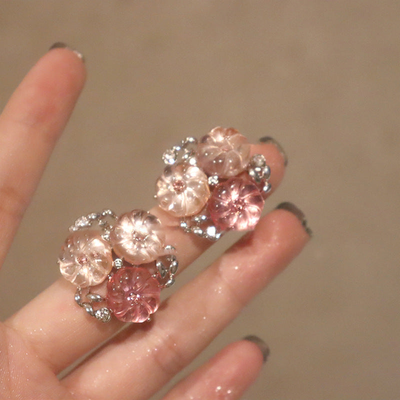 Gradient Jelly Flower Stud Earrings - view 3