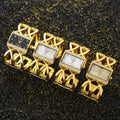 2025 New 4th Square Cross CANSNOW Bangle Watch Rhinestone Small 4th Square Quartz Women Bracelet Watch Overseas Watch