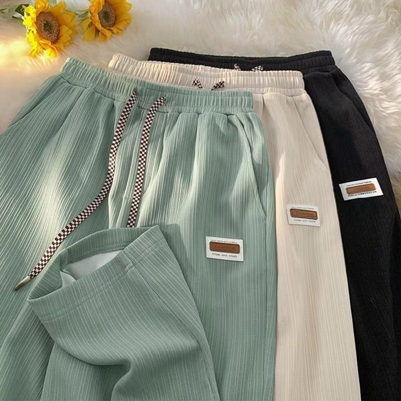 Summer Casual Versatile Drapey Textured Lightweight Loose Pants