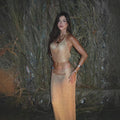 New Wholesale Tube Top Hollow-Out Backless Crop Top + High Waist Skirt Set