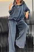 Leopard Print Hoodie + Pants Two-Piece Loungewear Set