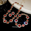 Silver Hands Retro Rhinestone Round Stud Earring Necklace Set Niche Design Detail Clavicle Chain Personality Trendy Elegant Retro Necklace