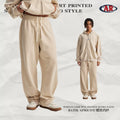 AR Men's American Retro Fleece 430G Washed Distressed Batik Curved Leg Pants