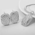 Overseas Middle East New Release Retro Geometric Quilted Shape Texture Pendant Fashionable Versatile Jewelry Necklace Earrings Set