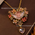 Cyan Island Accessory Height Stock Fresh Sweet Heart Angel Stud Heavy-Duty Fashionable Design Detail Necklace Jewelry Set