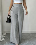 Casual High Waist Striped Drapey Wide Leg Pants + Pants