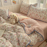 Shell Edge Flower Ravine Haven / 1.2m Bed - 3-Piece Flat Sheet - Fits 150x200cm Duvet
