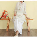 Women's Spring-Summer New Chinese Ethnic Embroidered Loose Mid-Length Long Shirt 2026 - Green