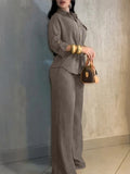 Summer Fashion Youthful Waist-Tie Wide Leg Pants + Shirt 2-Piece Set