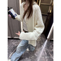 Women's Spring-Summer Korean Relaxed Crochet Knit Hollow-Out Crochet Cardigan + Jacke - White
