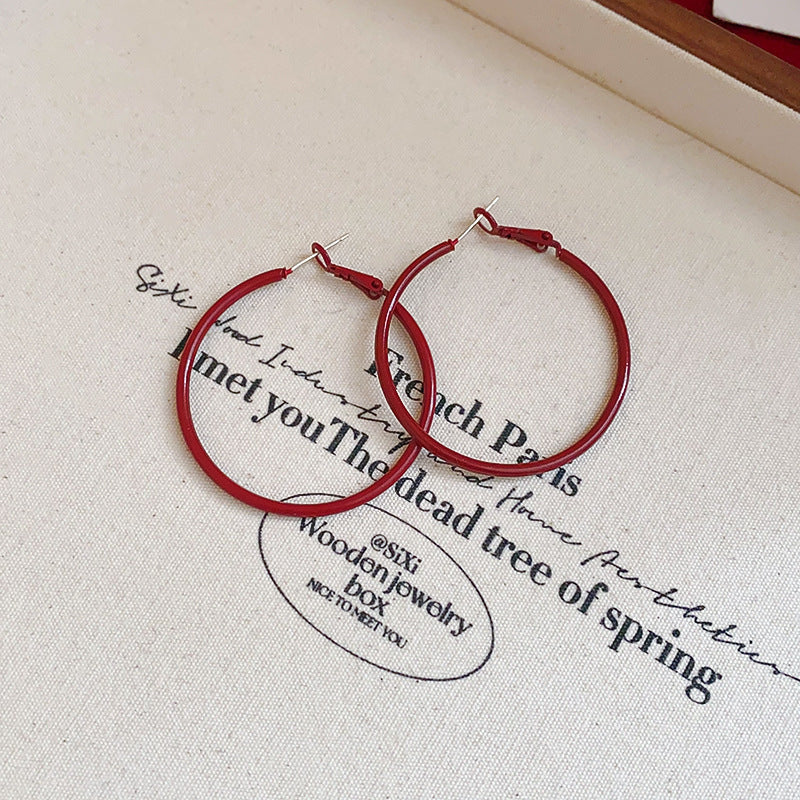 Minimalist Round Geometric Hoop Earrings - view 7