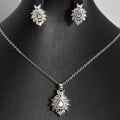 New Korean Version Retro Premium Rainbow Cubic Zirconia Pendant Necklace Women Light Luxury Versatile Clavicle Chain Earrings Set