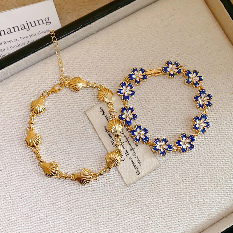Vintage Enamel Color-Block Flower Bracelet - view 4