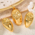 India Jewelry Design Detail Bestseller Oval Round 3D Pleated Shiny Texture Necklace Earrings Set Banquet Accessory