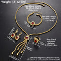 EU/US Import Jewelry 18K Gold Huawei Beauty Gem Necklace Earrings Set Ring Bracelet Set India Women Banquet Set