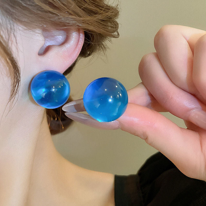 Blue Enamel C-Shaped Stud Earrings - view 10