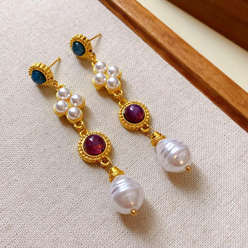 Vintage Floral Pearl Necklace and Stud Earring Set - view 6