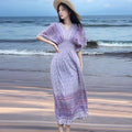 Women's Summer Chinese French Short Sleeve V-Neck Printed Dress + Skirt 2026 - 1-1#