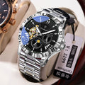 POEDAGAR Men Self-Winding Mechanical Watch Waterproof Glow Steel Band Mens Watch Live Export Bestseller Watch