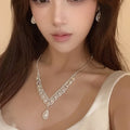 Imperial Light Luxury Pearl Cubic Zirconia Crystal Necklace Girls Day Wedding Dress Bride Premium Clavicle Chain Evening Gown Accessory