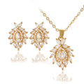 Western Exquisite Fashionable Light Luxury Colorful Cubic Zirconia Copper Gold Plated Necklace Stud Jewelry Set Niche Women Exquisite Elegant