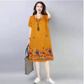 Ethnic Style Tencel Cotton Embroidered Mid-Length Casual Beach Dress