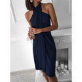 Sexy Halter Neck Irregular Casual Beach Dress, 2025
