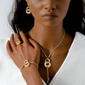 EU/US Import Bestseller Simple Breeze Pair Band Fringe Necklace Bracelet Set Earrings Ring Banquet Women Set
