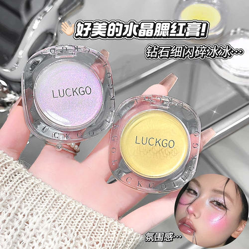 LUCKGO晶透魔法腮红膏啫喱细闪显白腮红自然化妆品学生党彩妆国货
