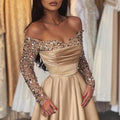 2026 Sequin Evening Gown for Women, Long Sleeve Formal Party Dress
