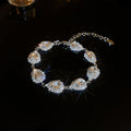 Glacier Aurora ~ Rhinestone Super Sparkle Teardrop Stud Earring Necklace Set Banquet Ambient Feel Choker Versatile Heavy-Duty Necklace