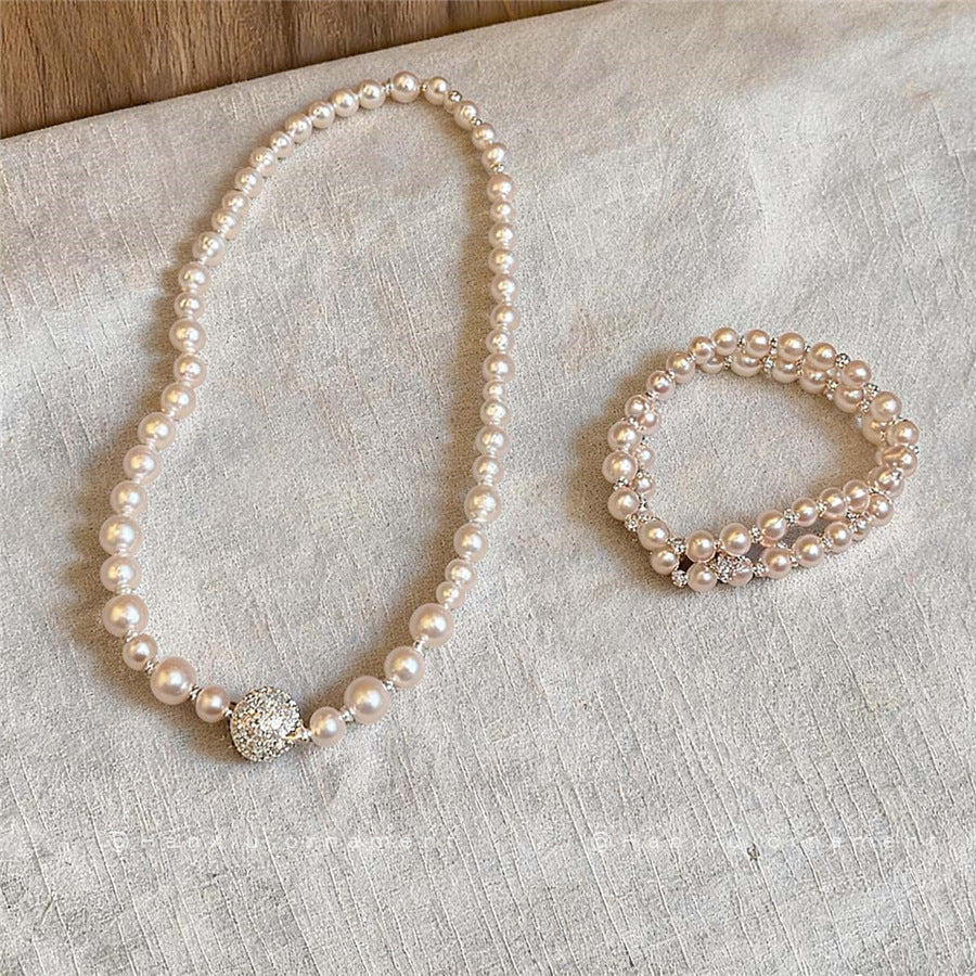French Pearl Beaded Bracelet and Necklace Set - view 4