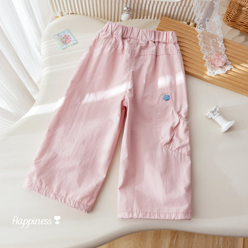 Girls' Cartoon Graffiti Embroidered Cargo Pants
