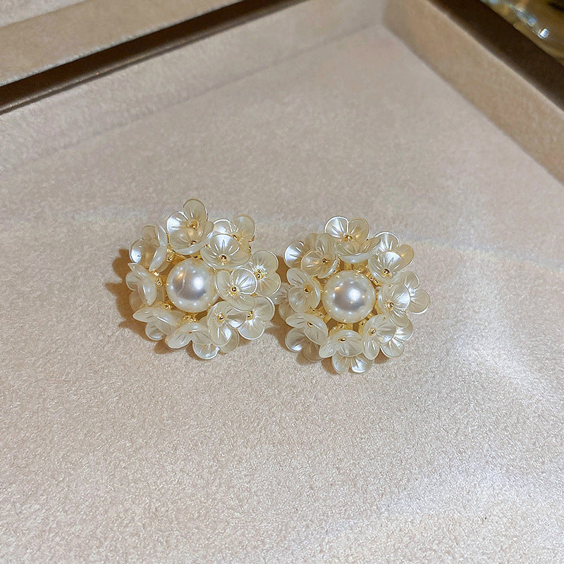 French Gold-Tone Floral Freshwater Pearl Earrings - view 8