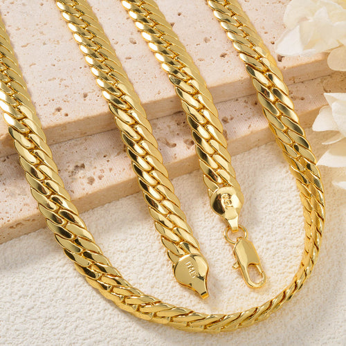 Western Fashionable Handmade Chain Necklace Bracelet Set Gold Retro Simple Twist Grain Daily Versatile Necklace