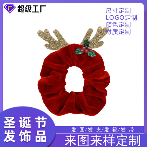 Custom Christmas Reindeer Corner Wear Accessory Party Wear Jewelry Bow Clip Hair Tie Red Holiday Ambience