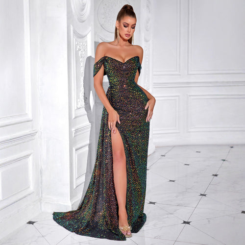 Women's Strapless Sequin Sexy Evening Gown