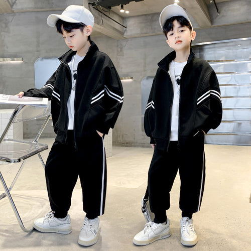 Boys' Stripe Baseball Jacket 2-Piece Set
