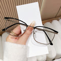 New Light-Changing Metal Half Brow Frame Glasses Formal Frame Anti-Blue Retro Frame Trendy Men Si Pattern Plano