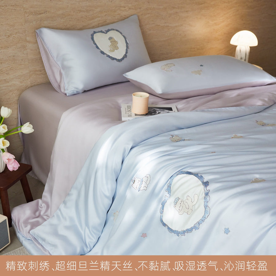 Pink Mist Dalmatian Embroidered Tencel Lyocell 4-Piece Bedding Set - view 2