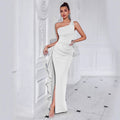 Women's Ruffle Patchwork Slim Fit Bodycon Sexy Evening Gown