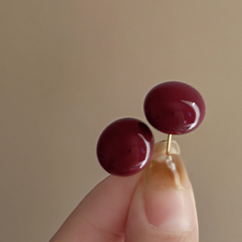 Red Velvet Flower Teardrop Stud Earrings - view 11