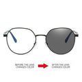 New Import Metal Artsy Student Anti-Blue Plano Women Casual Bare Face Versatile Polygon Photochromic Glasses