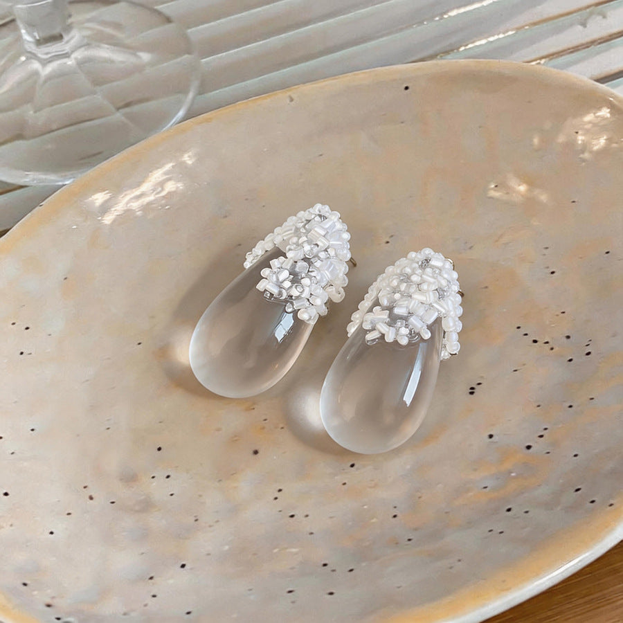 Minimalist Resin Teardrop Stud Earrings - view 6