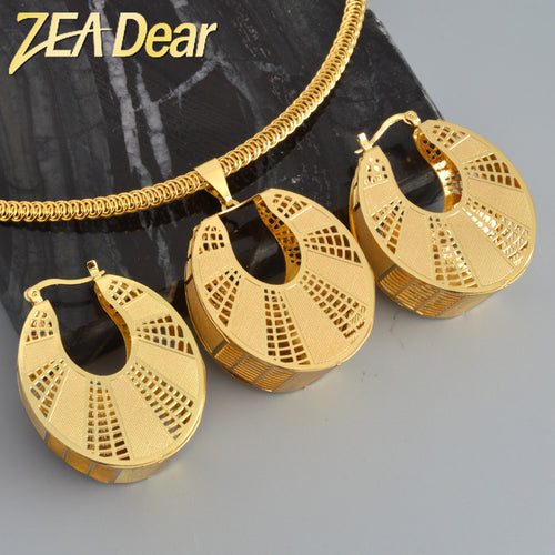 New Import Western Middle East Africa Gold Plated Necklace Earrings Set Fashionable Women Earrings AliExpress Export
