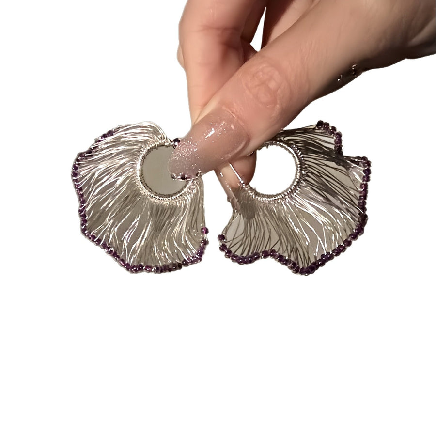 Woven Round Textured Stud Earrings - view 5