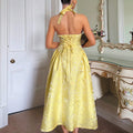 Retro Embossed Floral Pattern V-Neck Sleeveless Swing Dress